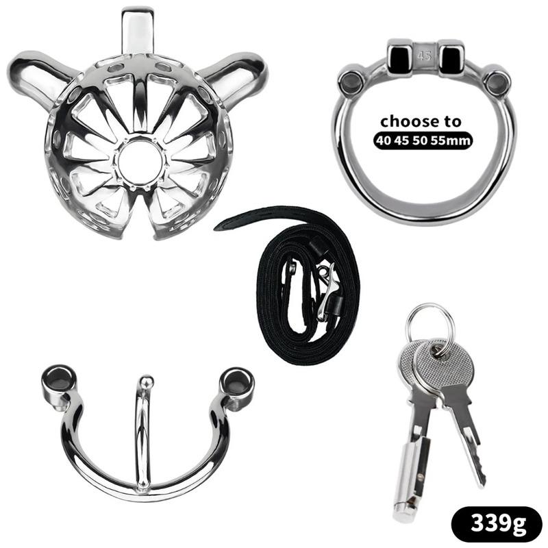 Metal Stainless Steel Chastity CB Flat Lock Patch Cage, Male Lock, Chastity Lock, Load-bearing Exercise Adult Sex Toy