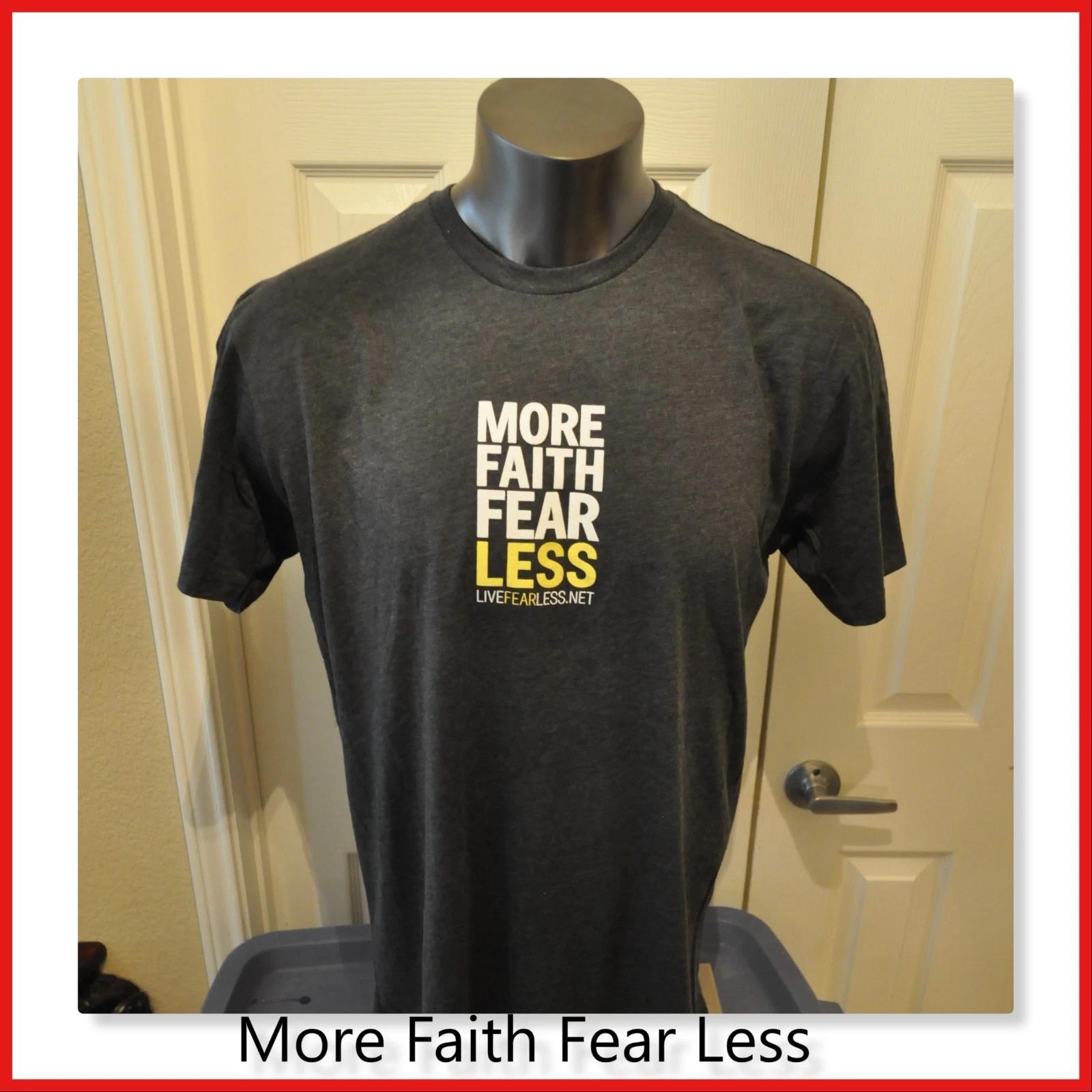 More Faith Fear less  Religous Faith Inspirational Men s Dark Charcoal T-shirt 3XL