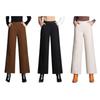 Women's High-Waisted Wool Wide-Leg Pants, Autumn/Winter Flare, Loose-Fit, Nine-Tenths Length.