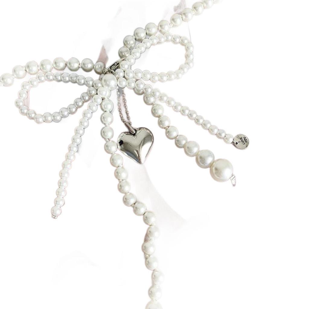 Sweetheart Pearl Bow Tassel Waist Belt Accessory