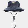 Mode Sommer Frühling Outdoor Bestickter Fischerhut Damen Wollen Mich Fische Fürchten Mich Breiter Rand Sonnenhut zum Angeln Wandern Panama Hut