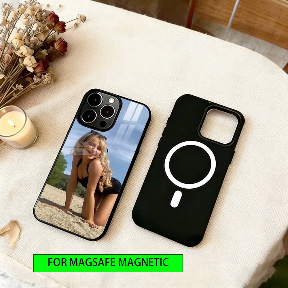 Schauspielerin Sabrina Carpenter Handyhülle Für iPhone17,16,15,14,13,12,11 Plus,Pro Magnetisch Für Magsafe Kabelloses Laden