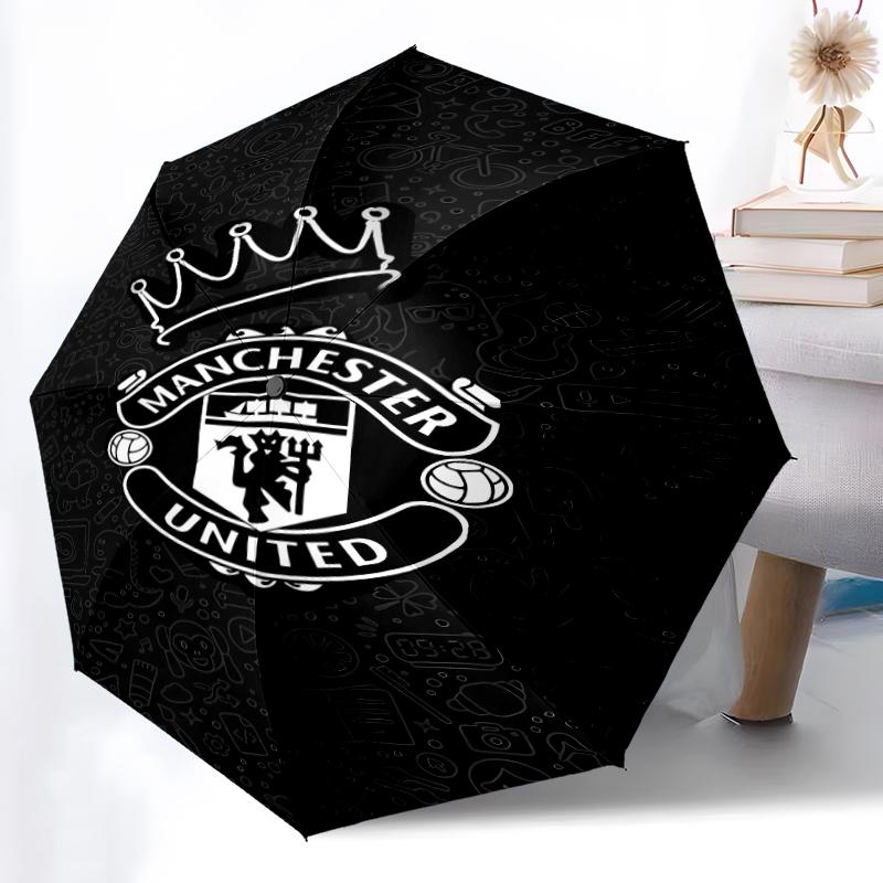 Printed Manchester United FC Logo Printed Folding Umbrella,Outdoor,Leisure,And Travel Umbrella,Durable Umbrella Fabric,Birthday And Holiday Gift