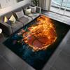 Basketball Flame Rug, Crystal Velvet, Non Slip, Durable Indoor Outdoor Mat, Vibrant Living Room Bedroom Kitchen Decor