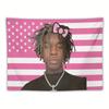 1pc Carson King American Flag Tapestry Vibrant Pink White Wall Hanging with Patriotic Design Horizontal Orientation