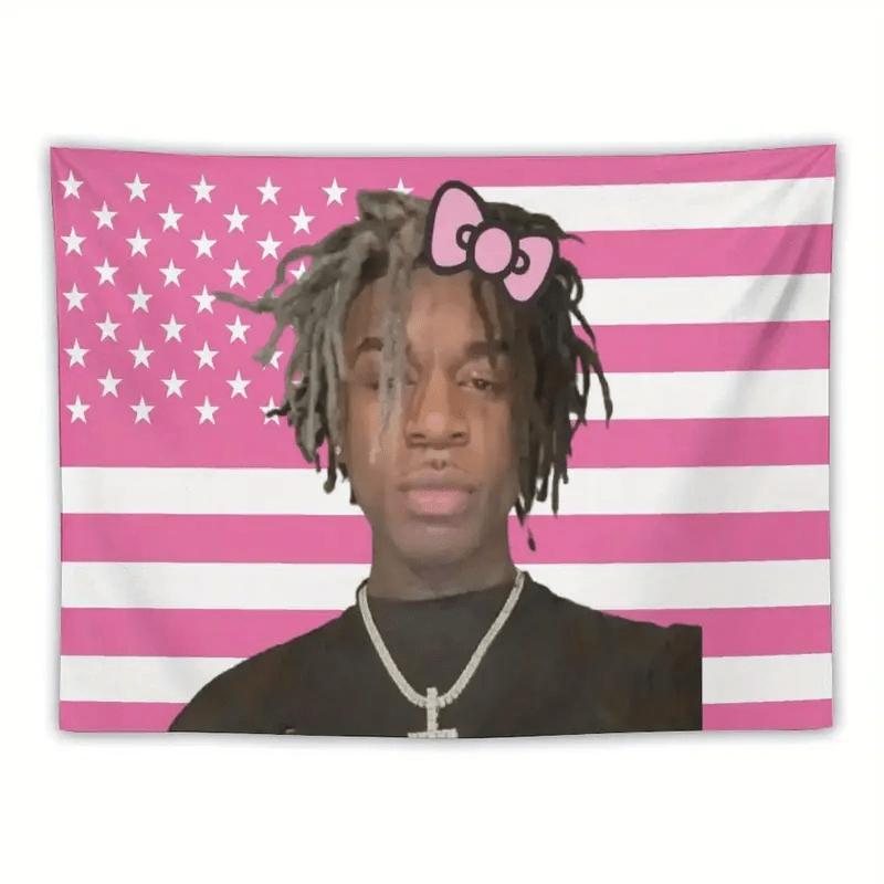 

1pc Carson King American Flag Tapestry Vibrant Pink White Wall Hanging with Patriotic Design Horizontal Orientation 74x94cm(29x37in)