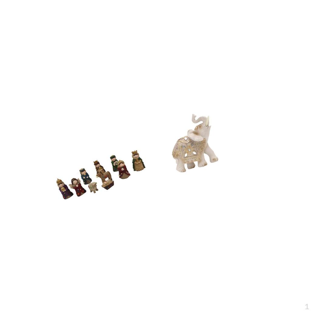 Christmas Nativity Animal Figurines Set Religious Elephant Statue Resin for Indoor Tabletop
