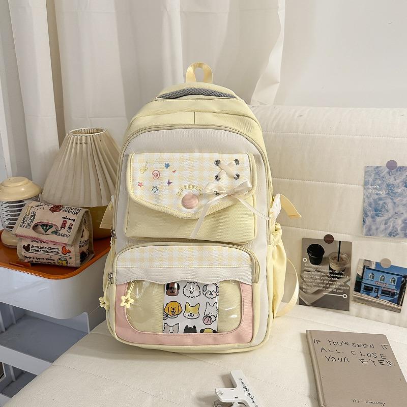 Japanese two-dimensional transparent pain bag, high-value ins college style plaid middle school student multi-compartment backpack
