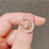 Luxury Synthetic Zirconia Sun Moon Open Ring, Adjustable Simple Fashion Index Finger Ring for Women