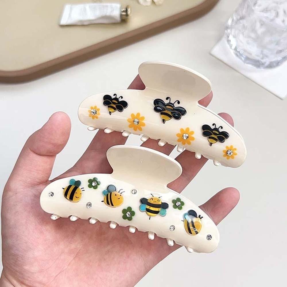 Flower Rhinestone-inlay Hair Claw Iridescent Acrylic Hair Claw Women Shark Clip Head Wear