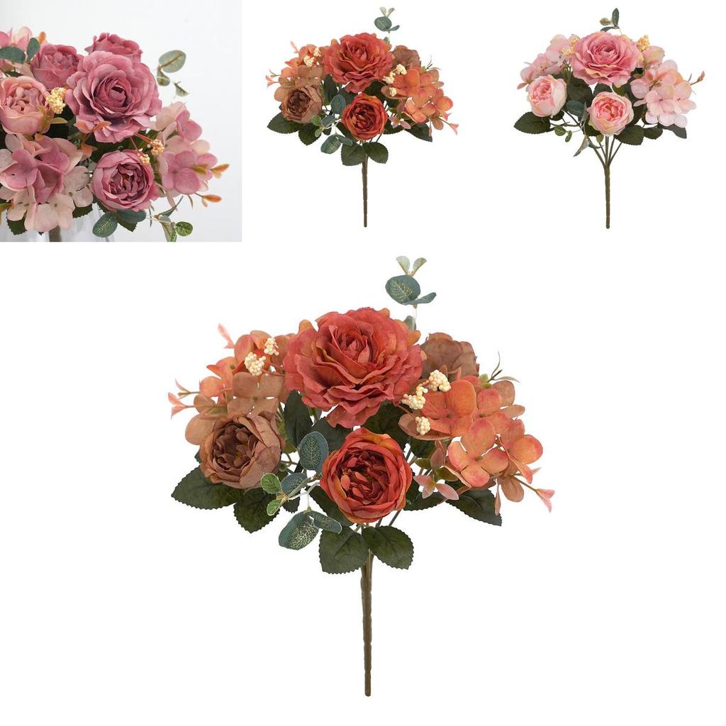Decorative Fake Flower Bouquet Featuring Peony And Hydrangea For Wedding And Living Room Decor