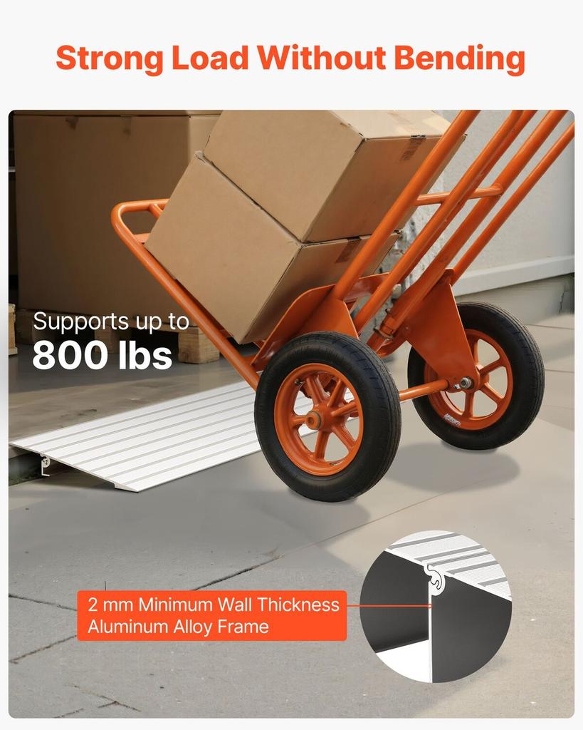 Door Threshold Ramp, 26 Mm Rise, Aluminum Alloy Threshold Ramp Rated 363 Kg Load Capacity, Handicap Ramps for Home Steps for Wheelchair, Scooters,