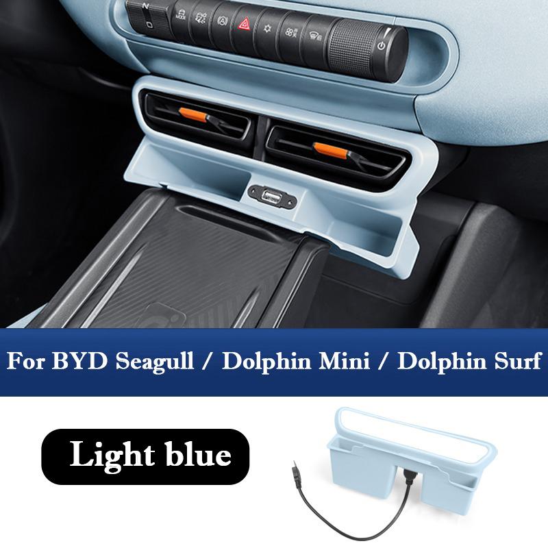 For BYD Seagull Dolphin Mini Surf -2025 Center Console Air Vent Cover Storage Box with USB Plug Organizer Case Accessories