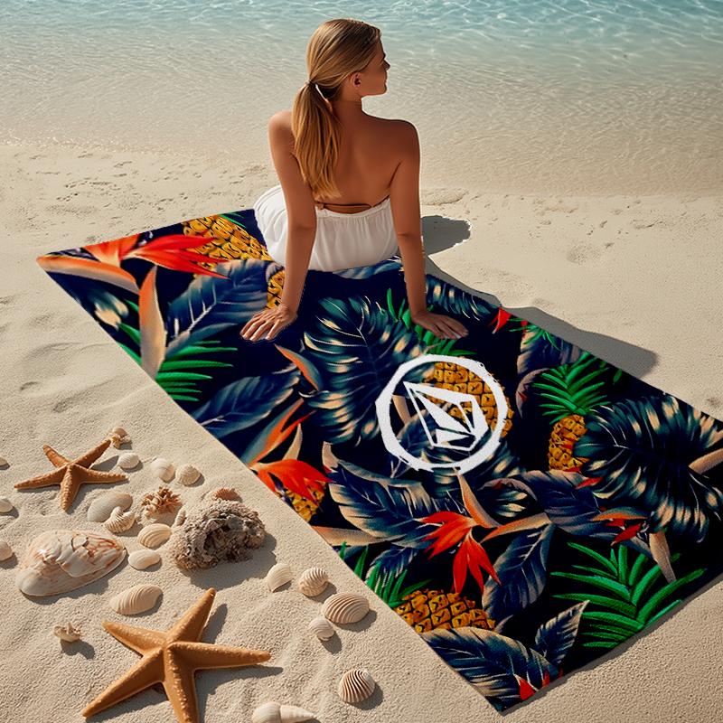 proof beach towel with a V-VOLCOM LOGO4 pattern - soft,absorbent,quick-drying,machine washable - perfect for swimming,camping,bathing
