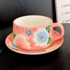 Girls High-Value Flower Mug Office Ceramic Coffee Cup Underglaze Color Afternoon Tea Coffee Cup Saucer Set