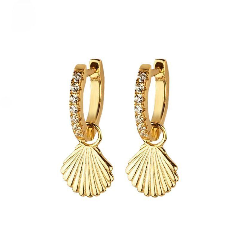 925 Silver Needle Vintage Geometric Pendant Earrings Round/Square/Shell Earrings for Women Fashion Jewelry Pendientes