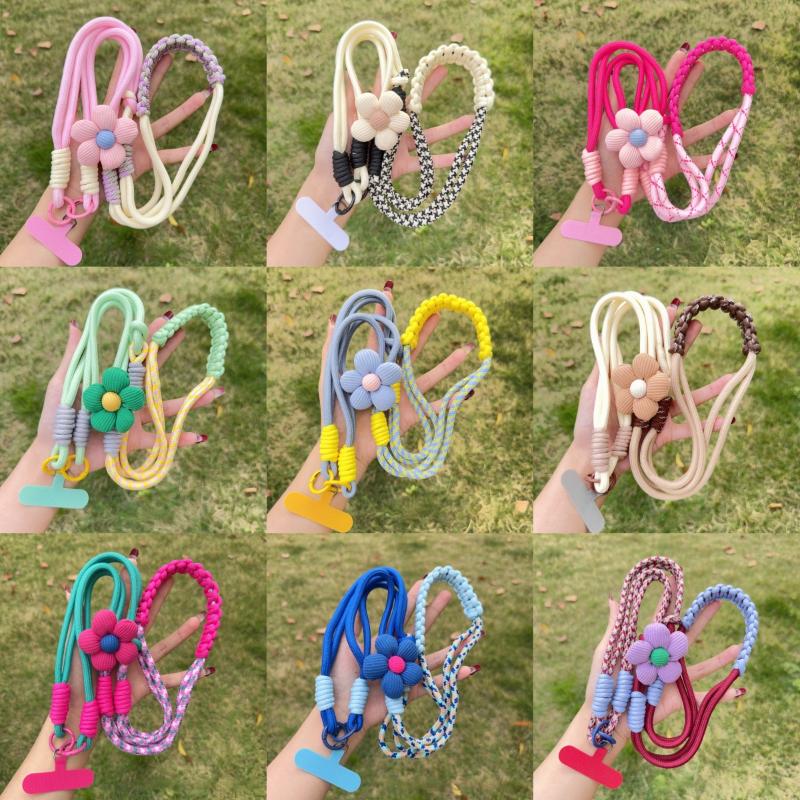 Universal Cartoon Flower Phone Lanyard Durable Crossbody Long Rope Adjustable Neck Strap for Outdoor Activities Gift