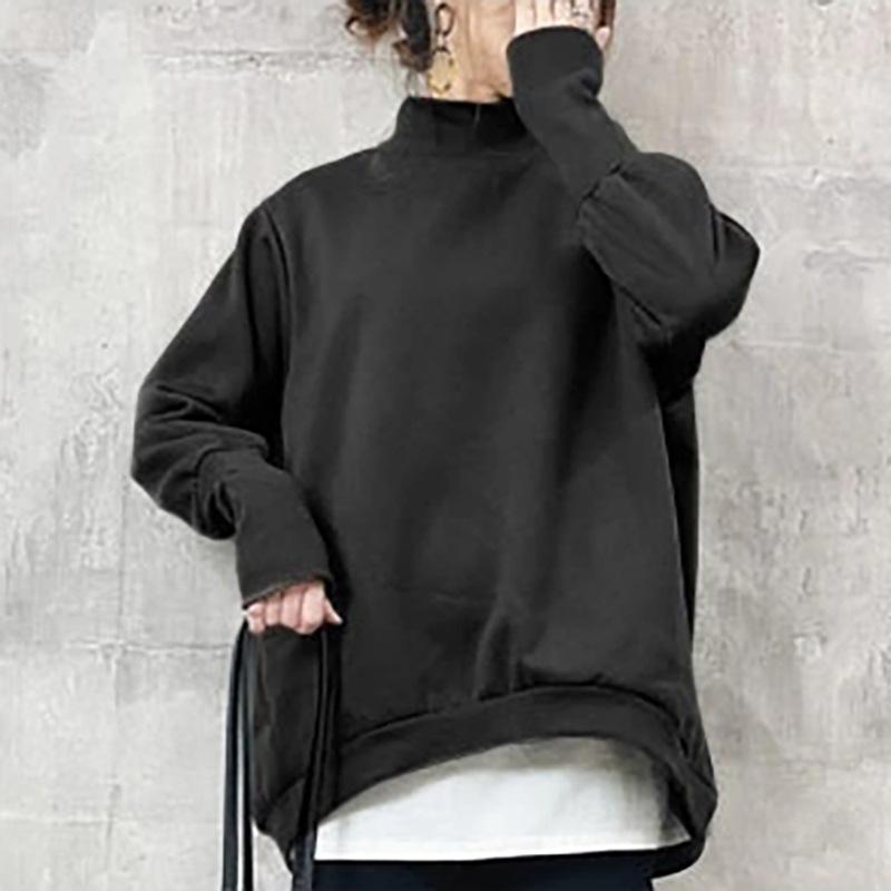 Autumn Winter New Style Fleece Lined Thickened Fashion Loose Slim Fit Half Turtleneck Long Sleeve Inner Wear Top For Women
