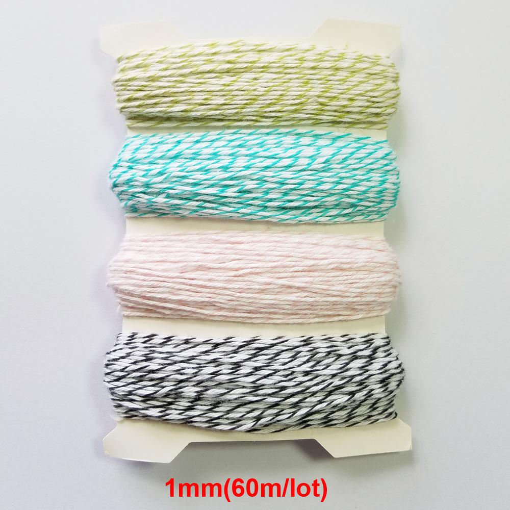 Colourful 1mm-2mm Cotton Twine Cords Macrame Rope String Thread Packing Decoration DIY