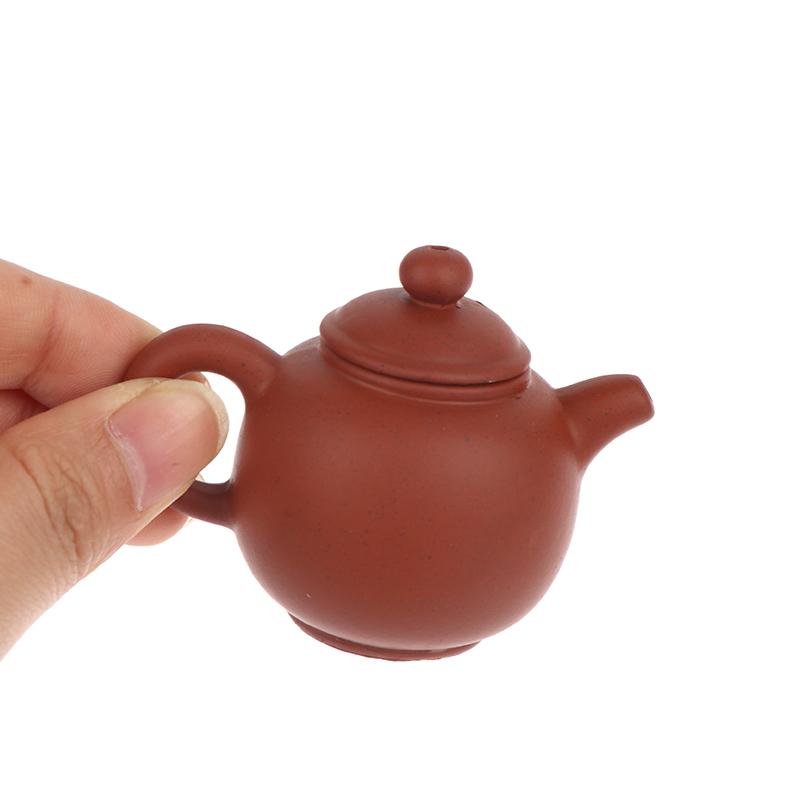 25Ml Enameled Pottery Teapot Pocket Hand Teapot Handstand Fingertip Kettle Tea Pet Dark-Red Enameled Pottery Teaset Accessories