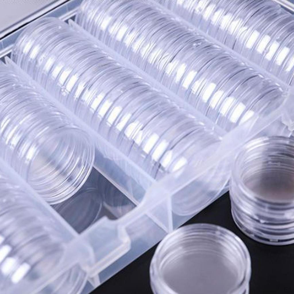 100x Kunststoff-Aufbewahrungsboxen Behälter Vitrine 27mm