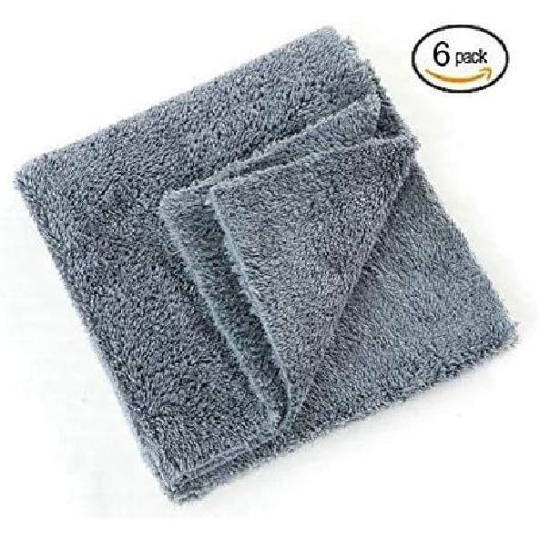Kingsheep Edgeless Microfiber Towel Car Drying Wash Buffing 6Pack 16"X16" Ultra Plush 450Gsm Detailing Cloth (Gray)