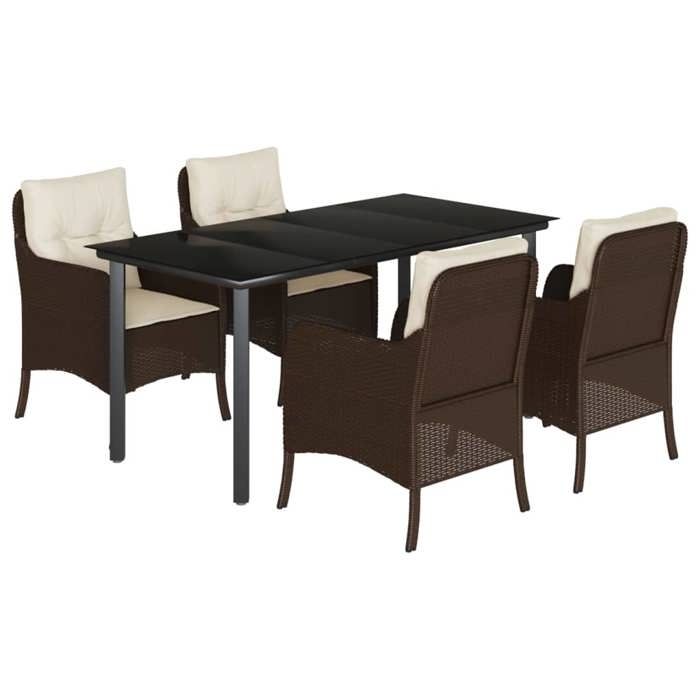 VidaXL Garden Dining Set with Cushions 5 Pcs, Patio Chairs and Table, Terrace Furniture, Modern, Brown 3211944