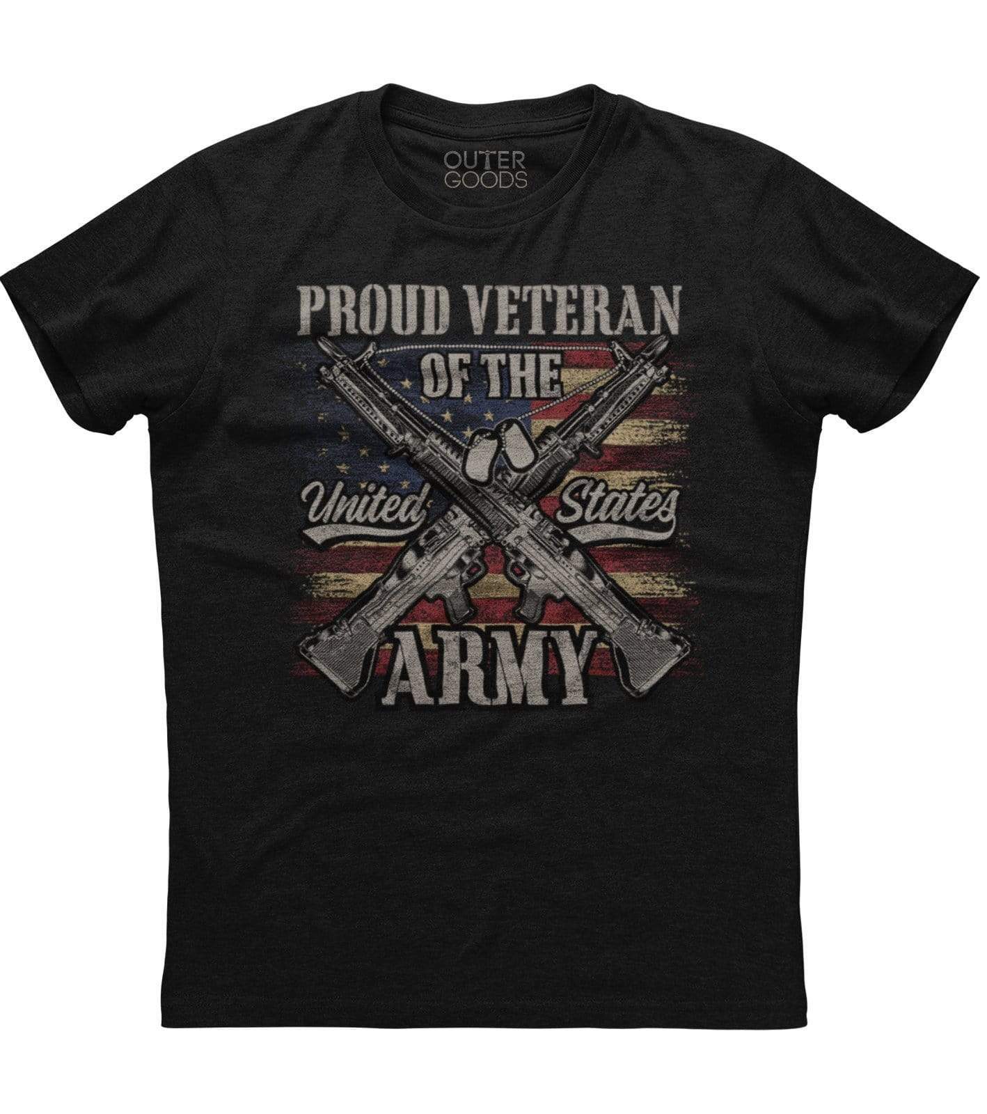 Proud Veteran Of The United States Army Mens New Patriotic Black T-shirt XXL