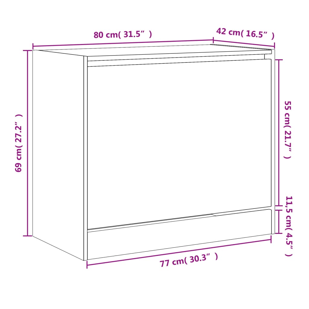 Shoe Cabinet Smoked Oak Finish 80 x 42 x 69 cm Engineered Wood