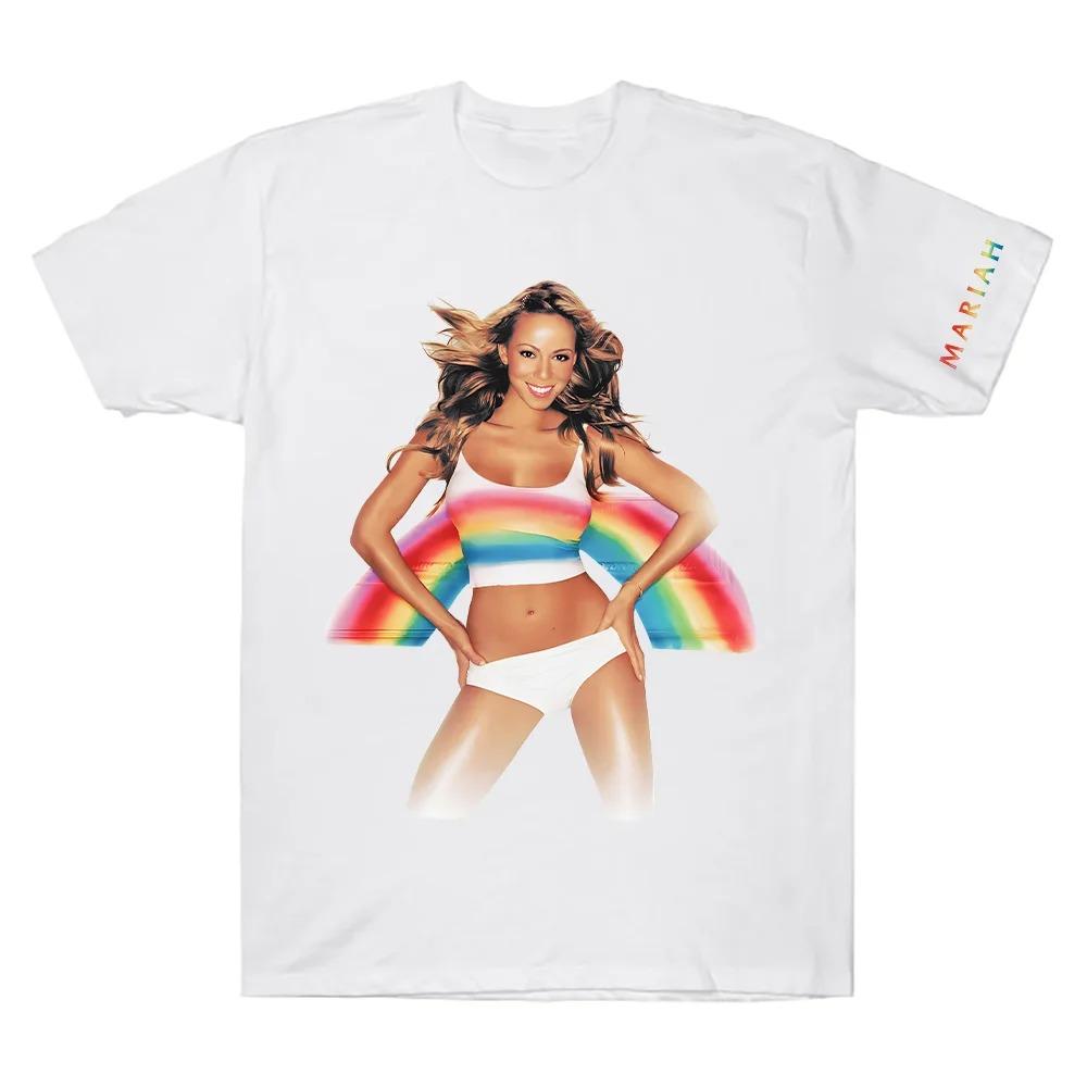 

Mariah Carey Merch Rainbow T-Shirt for Men Women Creative Cotton Tees Crew Neck Short Sleeve T Shirt Printed High Quality Tops 4XL