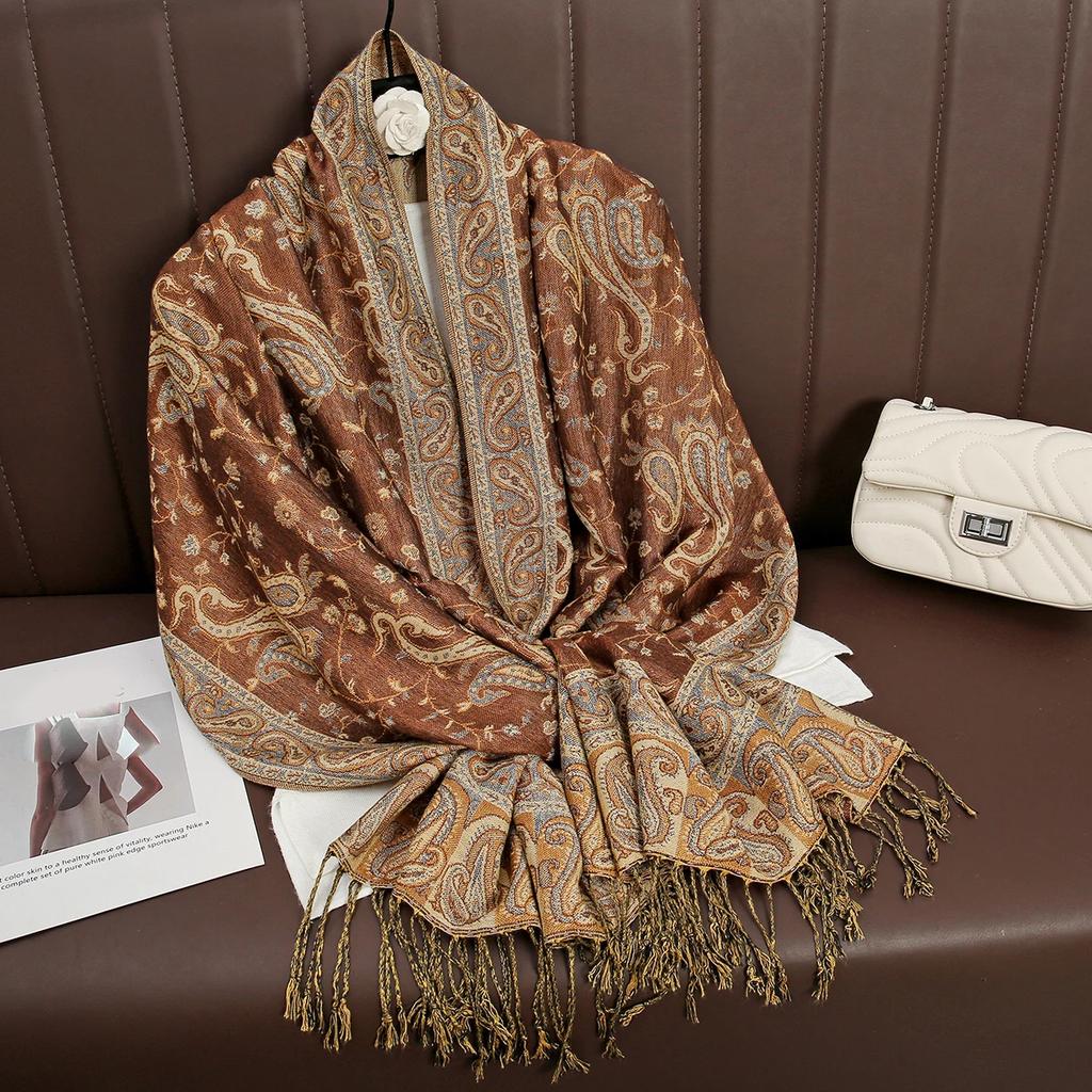 Bohemia Pashmina Hijab Scarf Long Muslim Cashmere Shawl Female Foulard Soft Turban Head Wraps For Women Headband Luxury