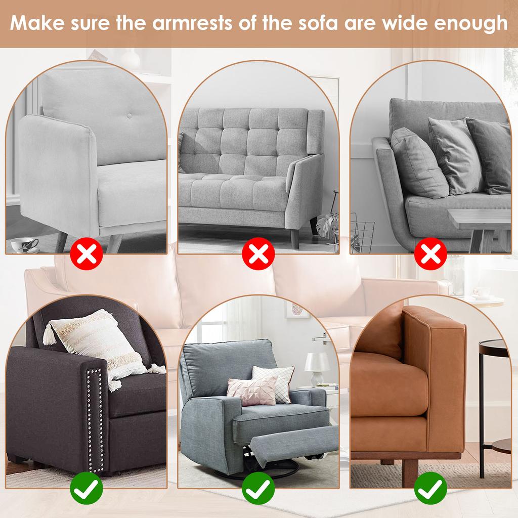 Couch Cup Holder - Anti-Slip Sofa Armrest Tray with Dual Side Pockets - Silicone Anti-Spill Sofa Drink Holder Couch Arm Tray