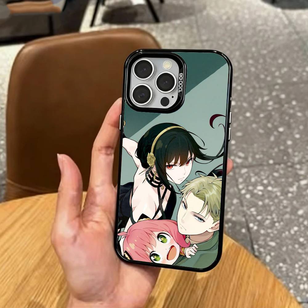 Anya F-Forger Spy x Family Phone Case For iPhone17,16,15,14,13,12,11 Plus,Pro Max Colored Silver Plated Inside Cover