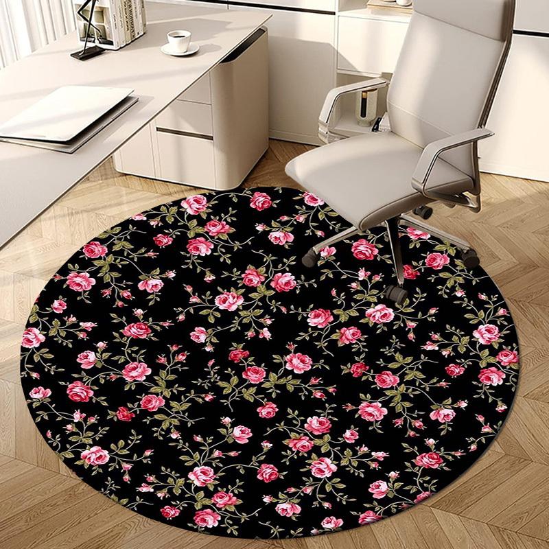 1pc Office Carpet Chair Mats Vintage Pink Rose Floral Pattern Perfect for Decorating Office Chairs, Living Rooms, Or Bedrooms.YDT177