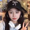 Y2K Bowknot Embroidery Washed Cotton Baseball Cap Snapback Hat Solid Wide Brim Cap Outdoor Adjustable Sports Sun Protection Cap
