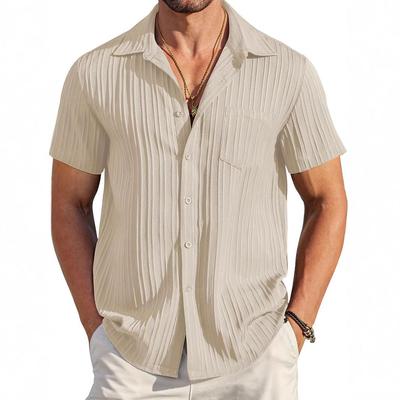 Men's Summer Trendy Solid Color Lapel Sports Casual Shirt