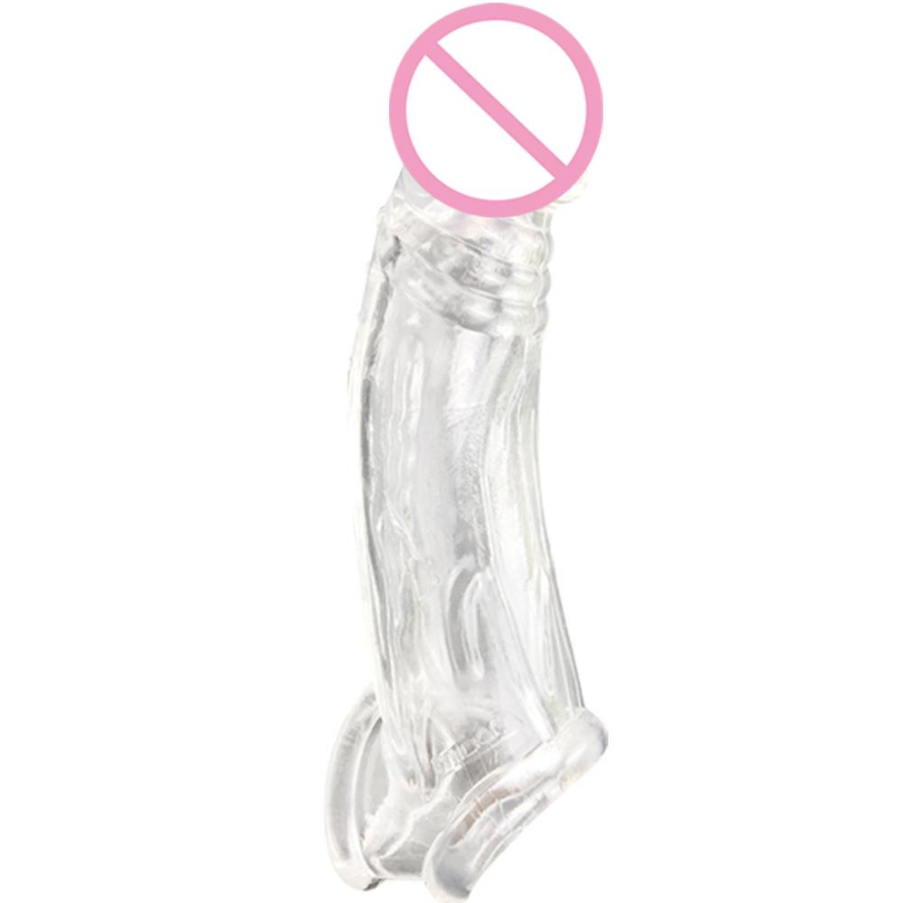 Reusable Penis Sleeve Big Penis Extender Condom Cock Extension Dick Enlargemen Sex Toys For Men Enlargement Time Delay