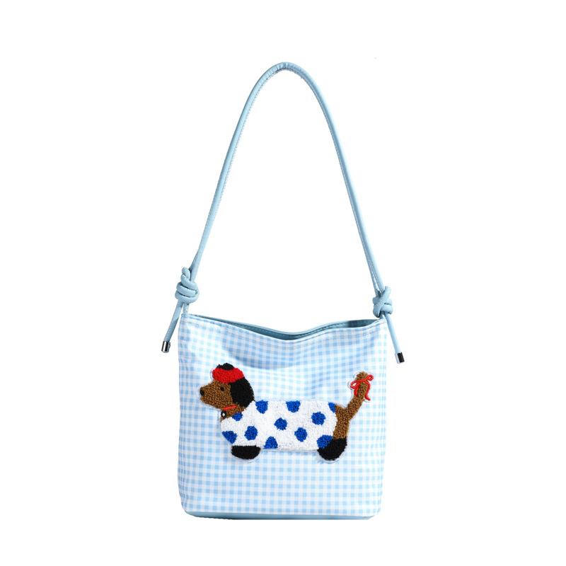 

Ніша плед воскова ковбаса собака сумка жіноча 2024 нова універсальна сумка сумка через плече під пахвами сумка-відро