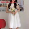 Elegant Chiffon Sleeveless Dress With Bow Tie For Office Women