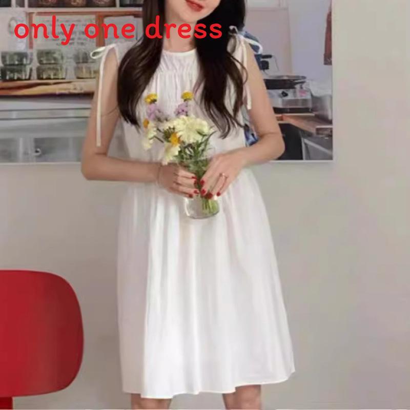 Elegant Chiffon Sleeveless Dress With Bow Tie For Office Women