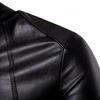 Autumn new boutique stand-up collar men's locomotive leather jacket washed PU leather jacket B