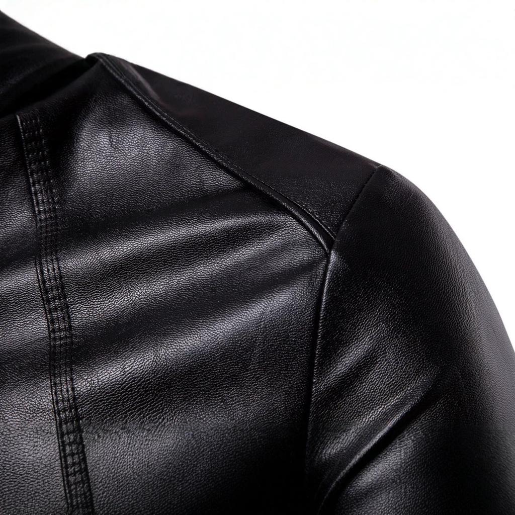 Autumn new boutique stand-up collar men's locomotive leather jacket washed PU leather jacket B