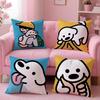 Korea M-Matsui Cute Dog Cushion Cover Plush Fabric Soft Double-Sided Printed Sofa Warm Winter Home Gift Pillow Cover