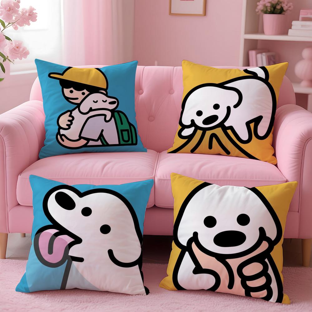 Korea M-Matsui Cute Dog Cushion Cover Plush Fabric Soft Double-Sided Printed Sofa Warm Winter Home Gift Pillow Cover