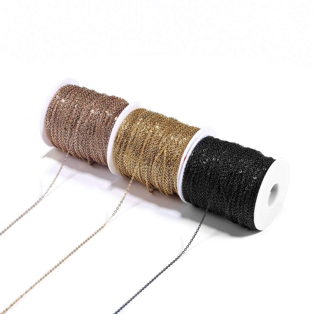2-5m/Lot 1.2-3.0mm Stainless Steel Necklace Chains Gold Color Bulk Chain for DIY Jewelry Finding Making Accessories Supplies