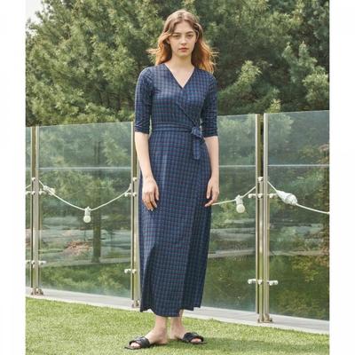 Lipbbam Creora Romona 3 4 Sleeve Maxi Long Wrap Dress Ldm10ce01