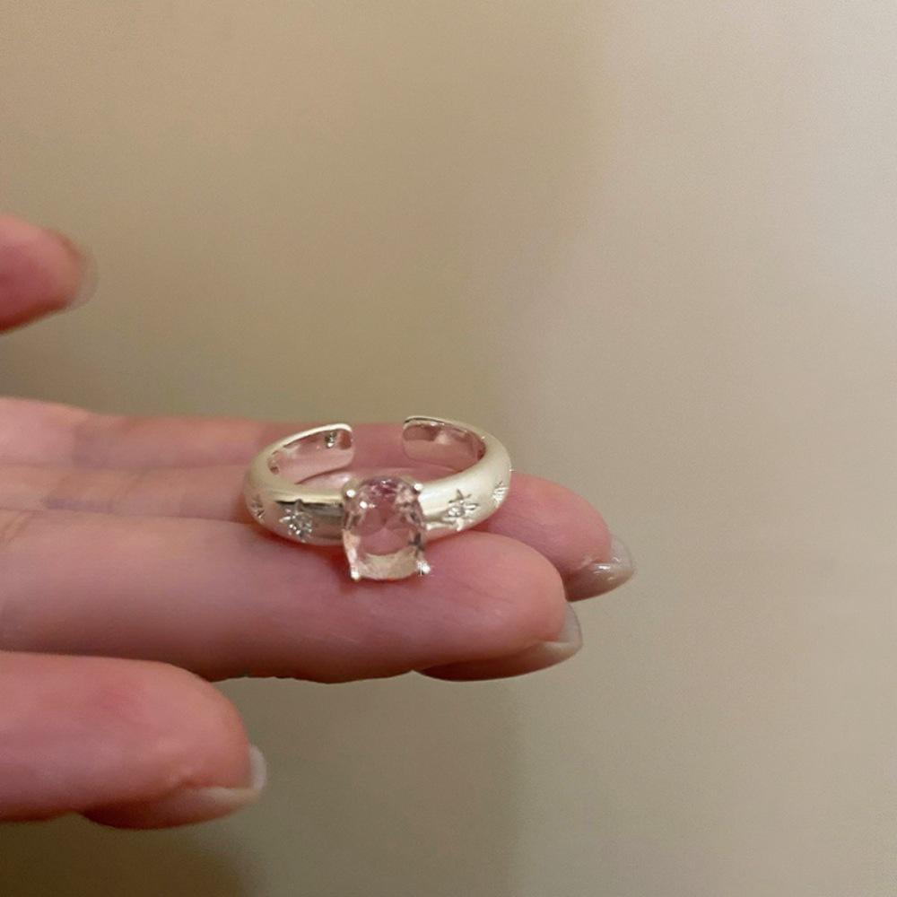 925 Sterlingsilber Unregelmäßiger Edelstein Damen Luxus Zeigefingerring - Nicht Verblassend, Verstellbar, Leichtes Nischendesign.