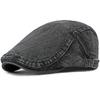 HT4337 Denim Beret Cap Men Women All Seasons Ivy Flat Cap Male Female Adjustable Artist Painter Beret Hat 100% Cotton Mens Beret