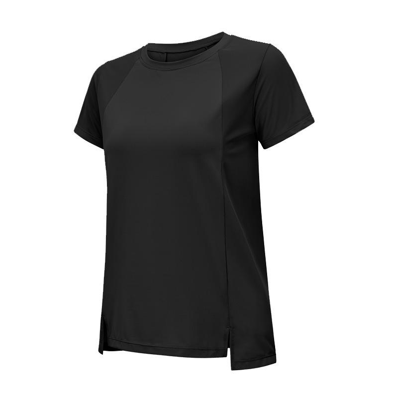 2022 Women's Plus Size Loose Short Sleeve Yoga Fitness Top - Solid Color, Round Neck