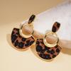 Maillard Retro Leopard Print Geometric Round Earrings Light Luxury High-end Stud Earrings Autumn and Winter Niche Temperament Earrings